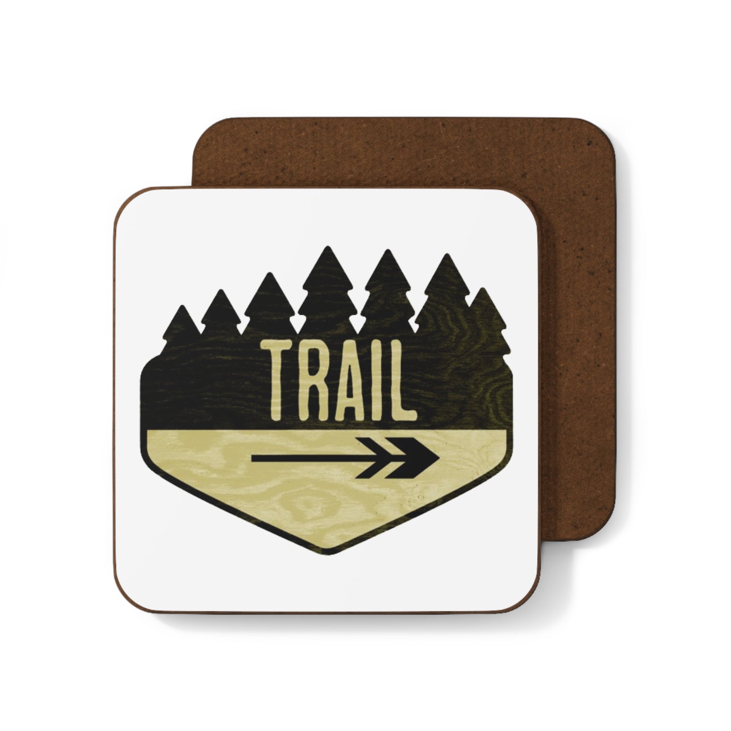 Wooden Hiking Trail Sign Coaster in Snow