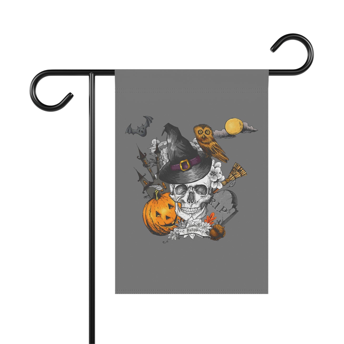 Happy Spooky Halloween Skull Garden & House Banner