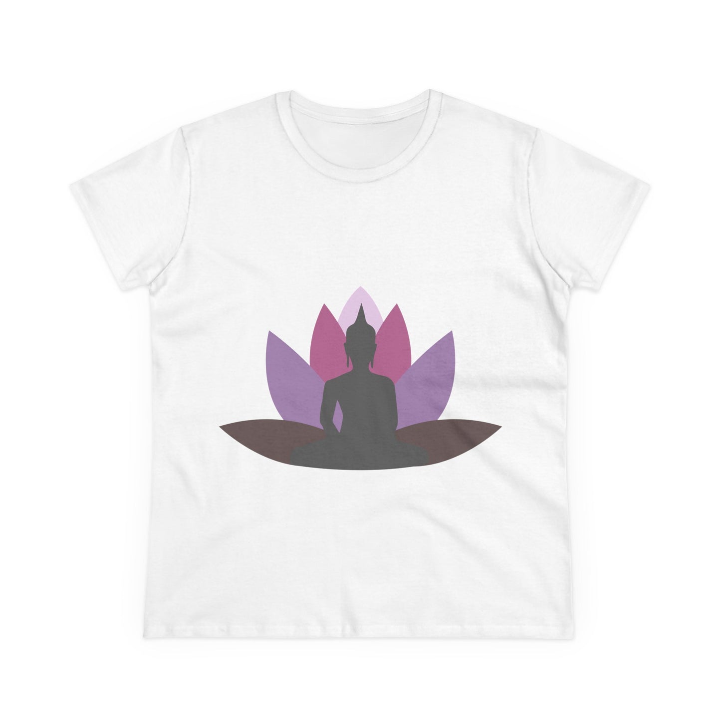 Buddha + Lotus Flower Mauve Women's Midweight Cotton Tee