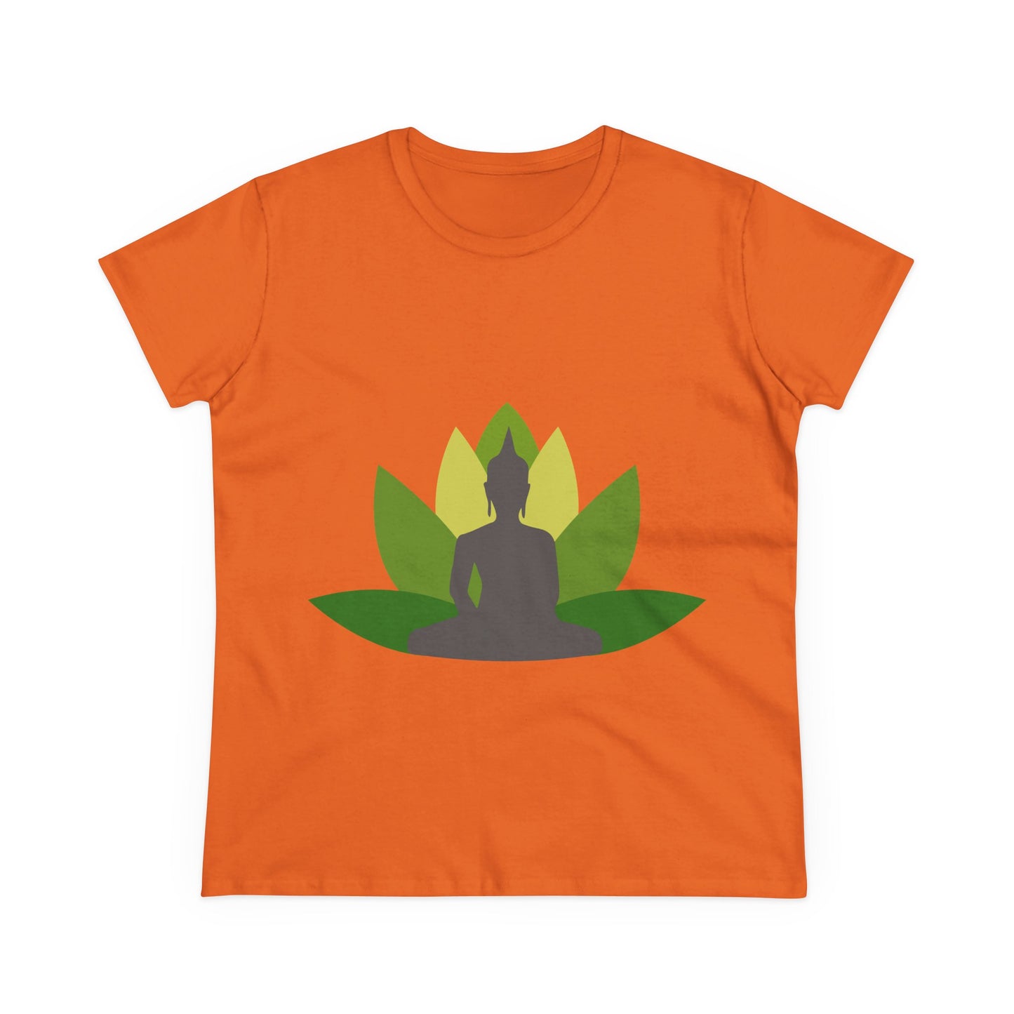 Buddha + Lotus Flower Verde Women's Midweight Cotton Tee