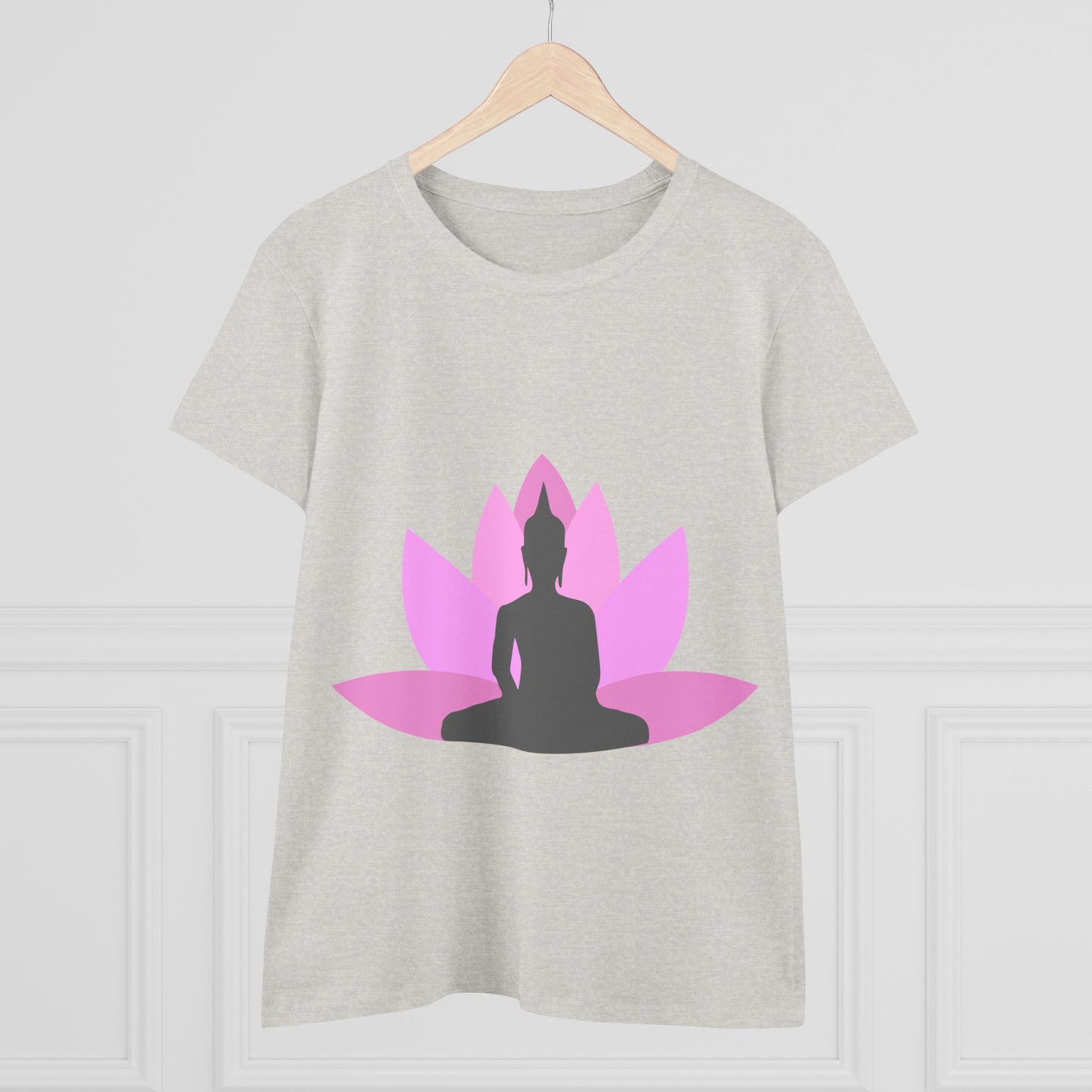 Buddha + Lotus Flower Bubblegum Women's Midweight Cotton Tee