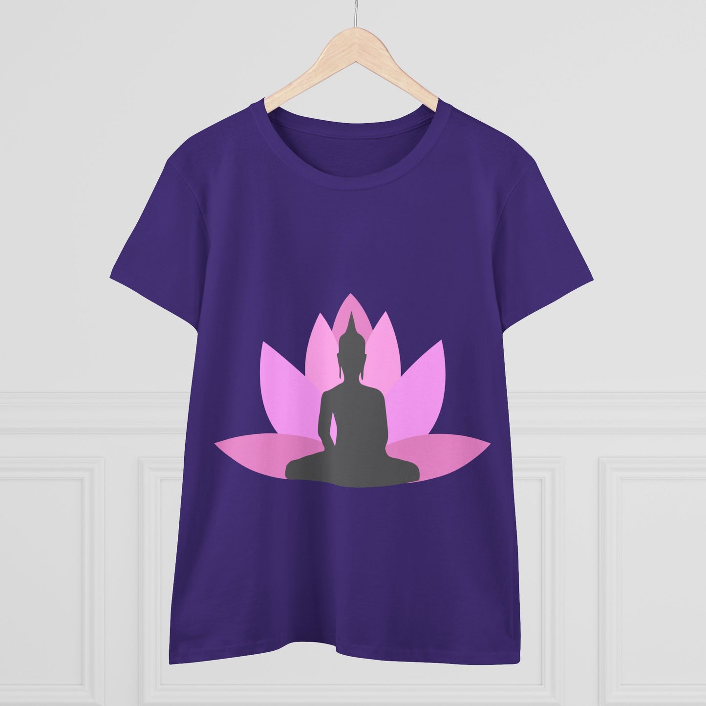 Buddha + Lotus Flower Bubblegum Women's Midweight Cotton Tee
