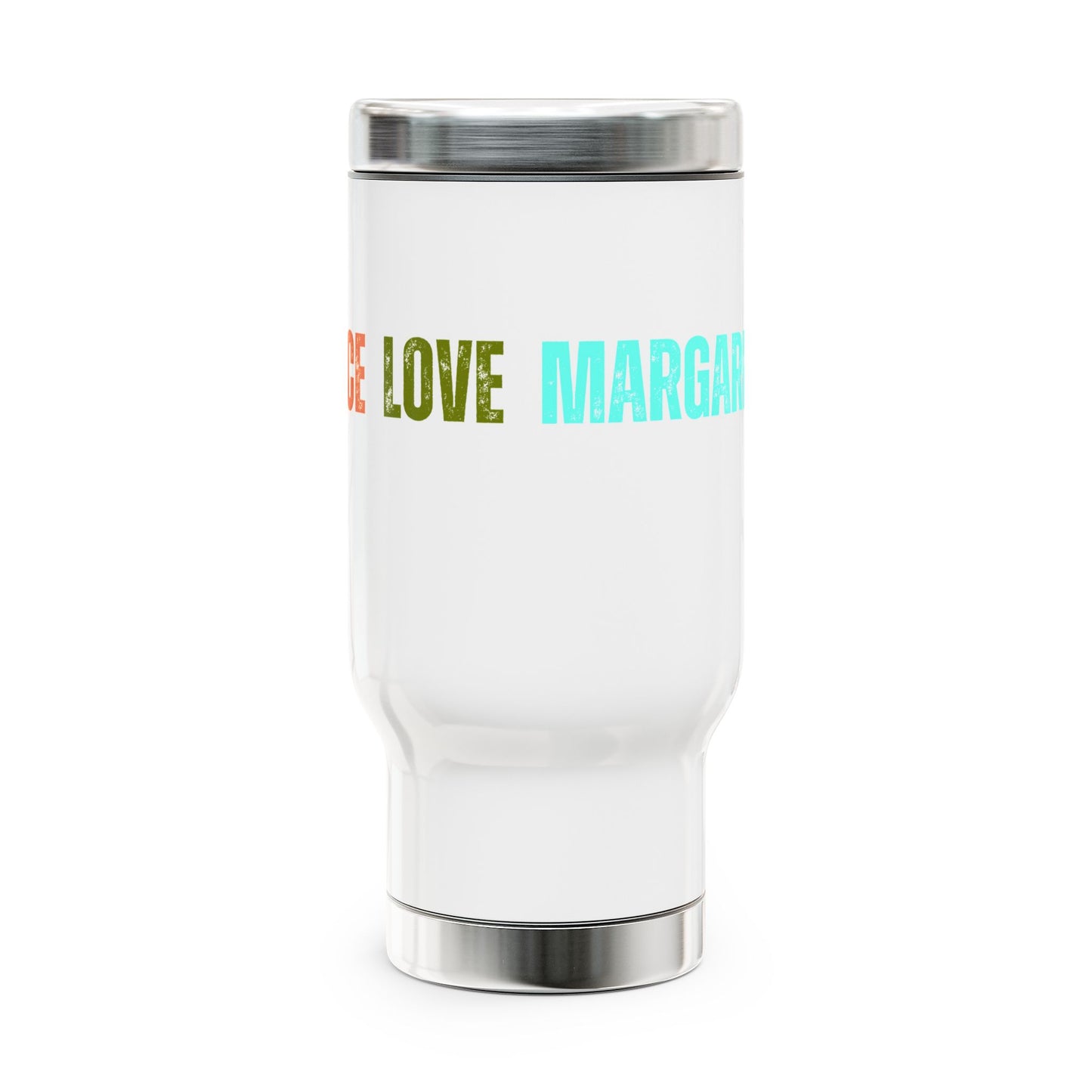 Peace Love Margaritas Stainless Steel Travel Mug with Handle, 14oz