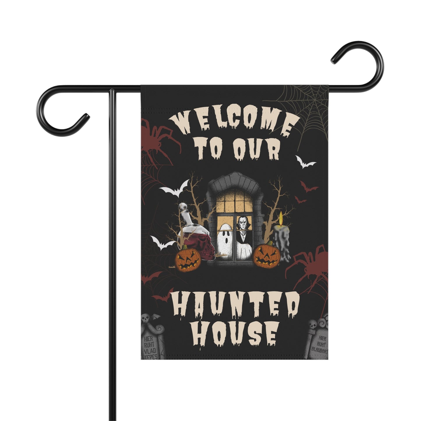 Welcome To Our Haunted House Dracula Garden & House Banner