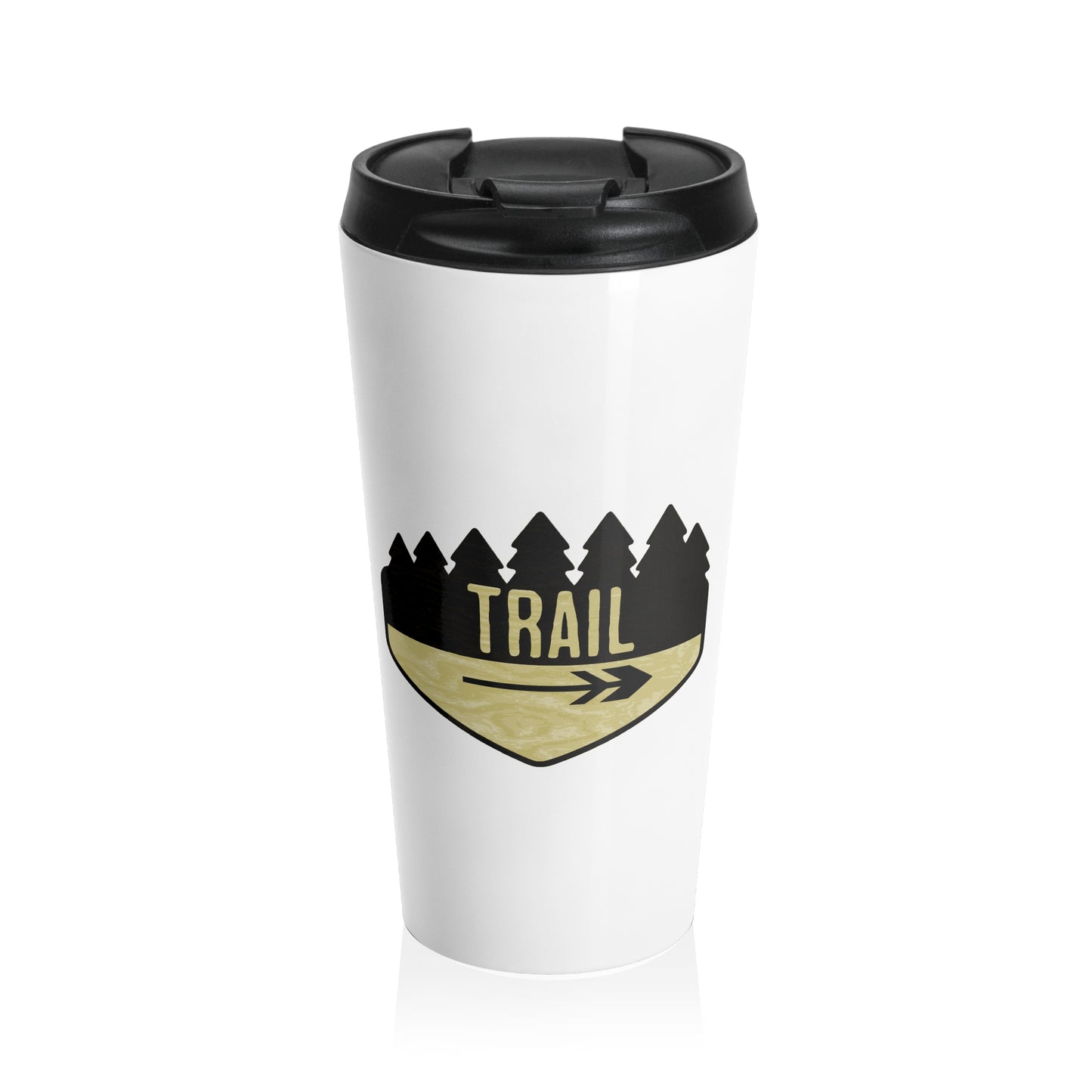 Wooden Hiking Trail Sign Stainless Steel Travel Mug in Snow