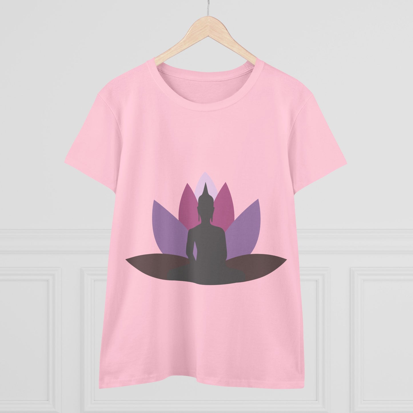 Buddha + Lotus Flower Mauve Women's Midweight Cotton Tee
