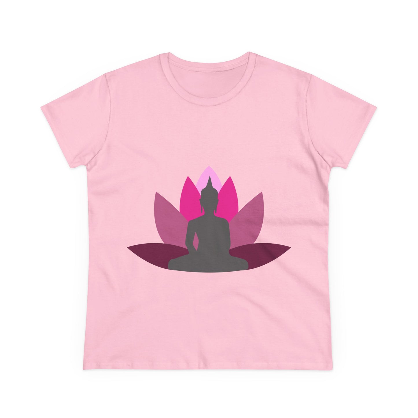 Buddha + Lotus Flower Cerise Women's Midweight Cotton Tee