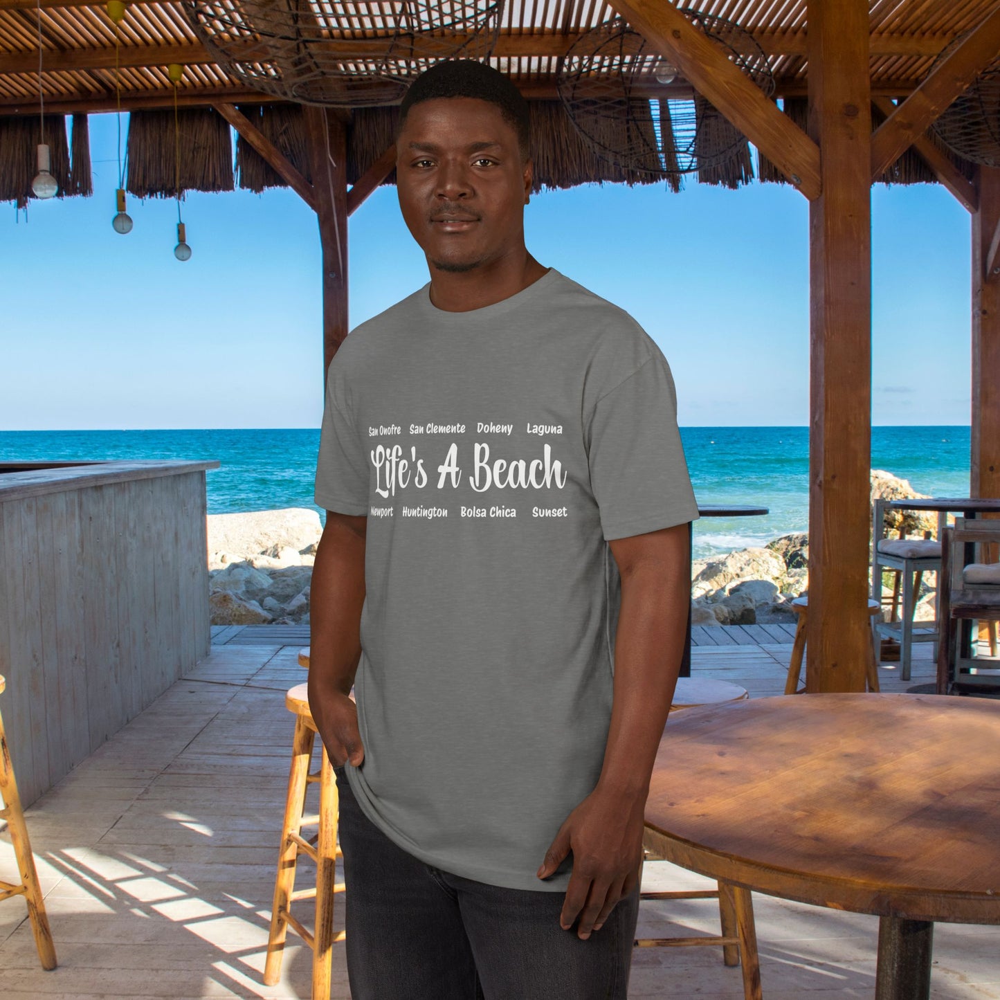 Life’s A Beach – Orange County Unisex Sueded T-Shirt | Beach Lover Tee