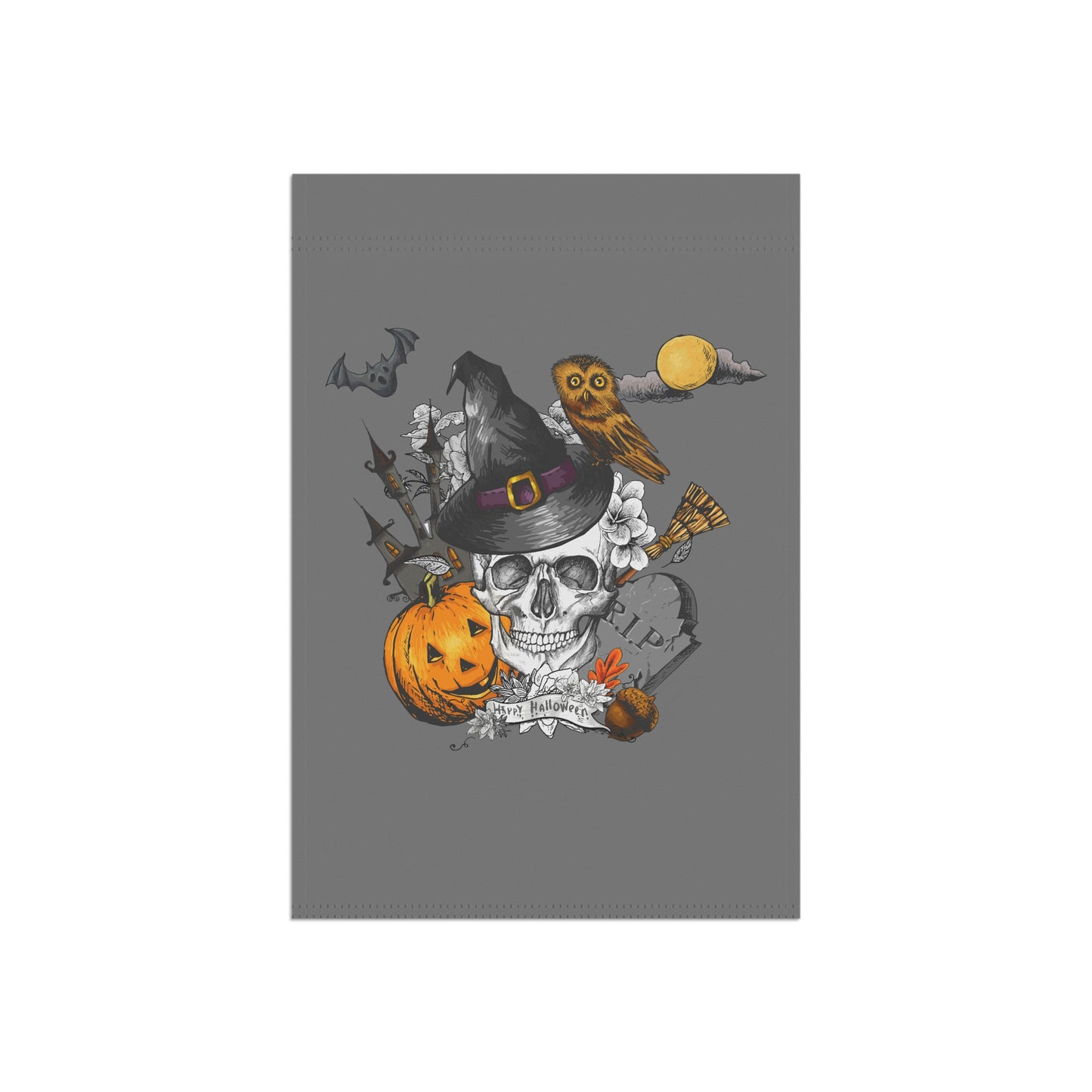 Happy Spooky Halloween Skull Garden & House Banner