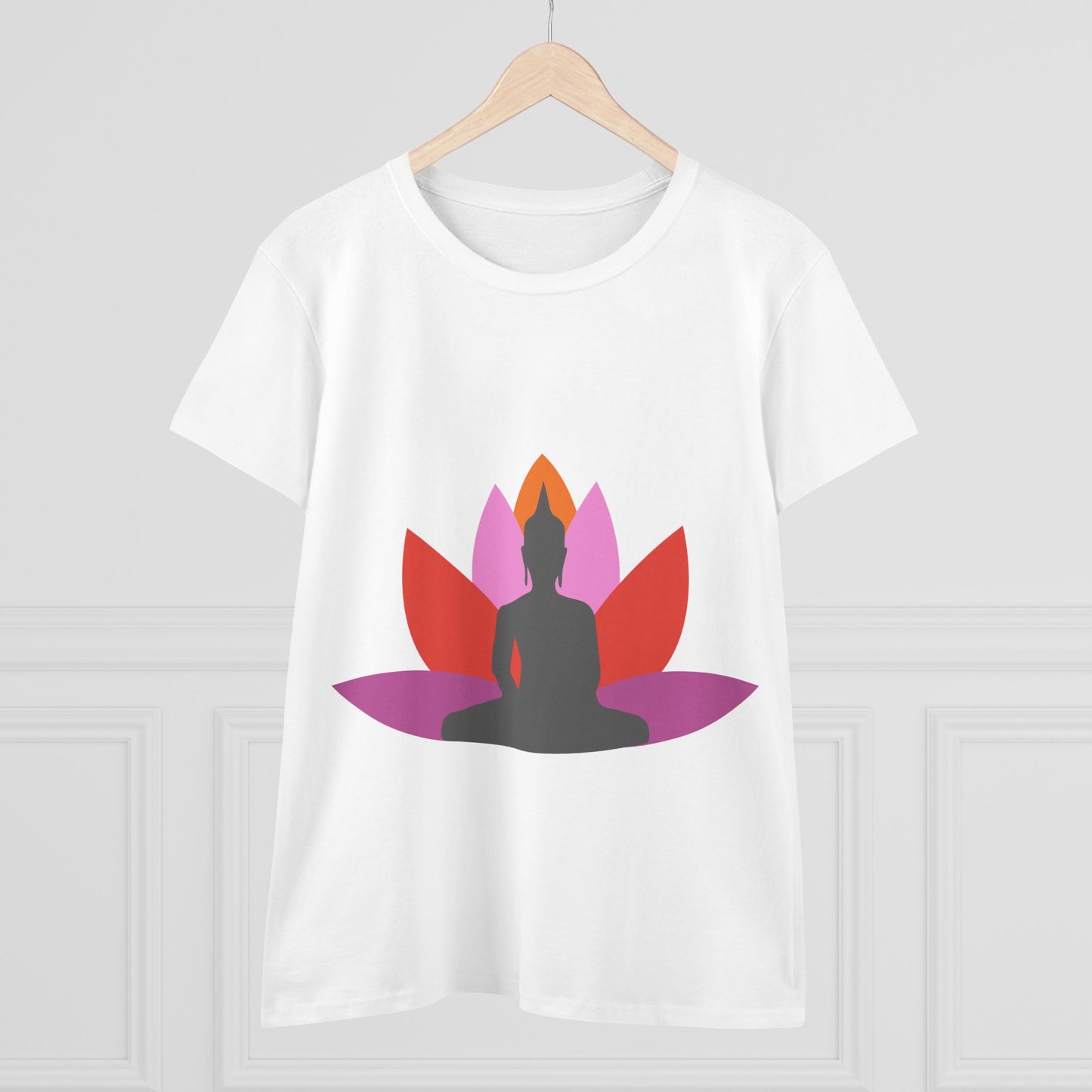 Buddha + Lotus Flower Tropical Women's Midweight Cotton Tee