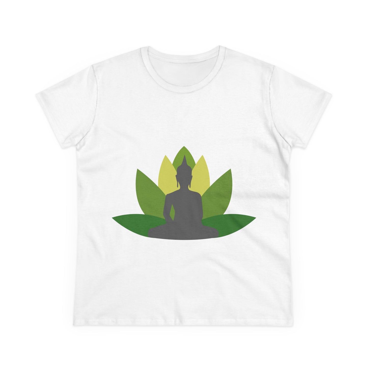 Buddha + Lotus Flower Verde Women's Midweight Cotton Tee