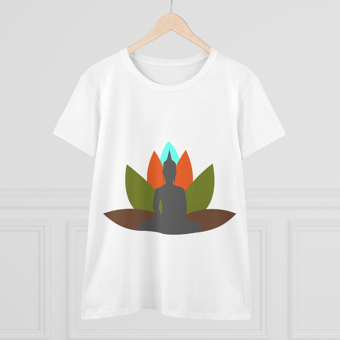 Buddha + Lotus Flower Earth Women's Midweight Cotton Tee