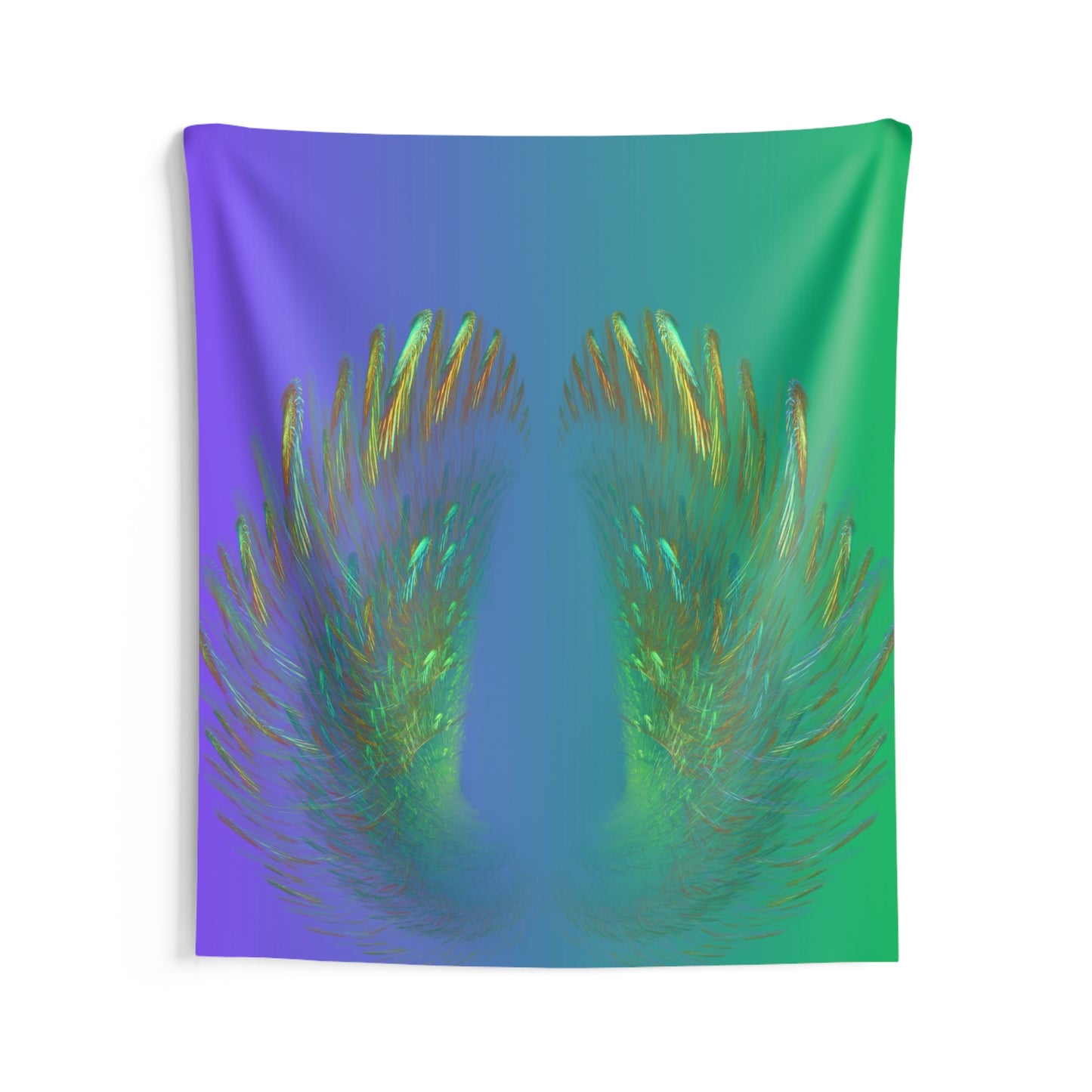 Angel Wings Wall Tapestry With Purple to Green Ombre