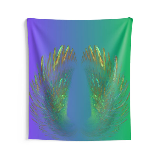 Angel Wings Wall Tapestry With Purple to Green Ombre