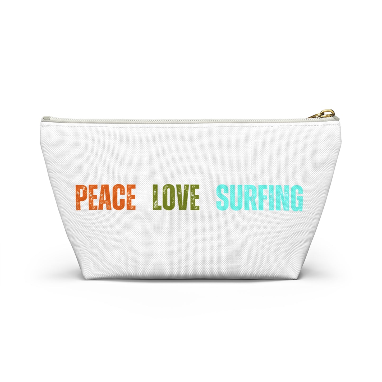 Peace Love Surfing White Accessory Pouch w T-bottom