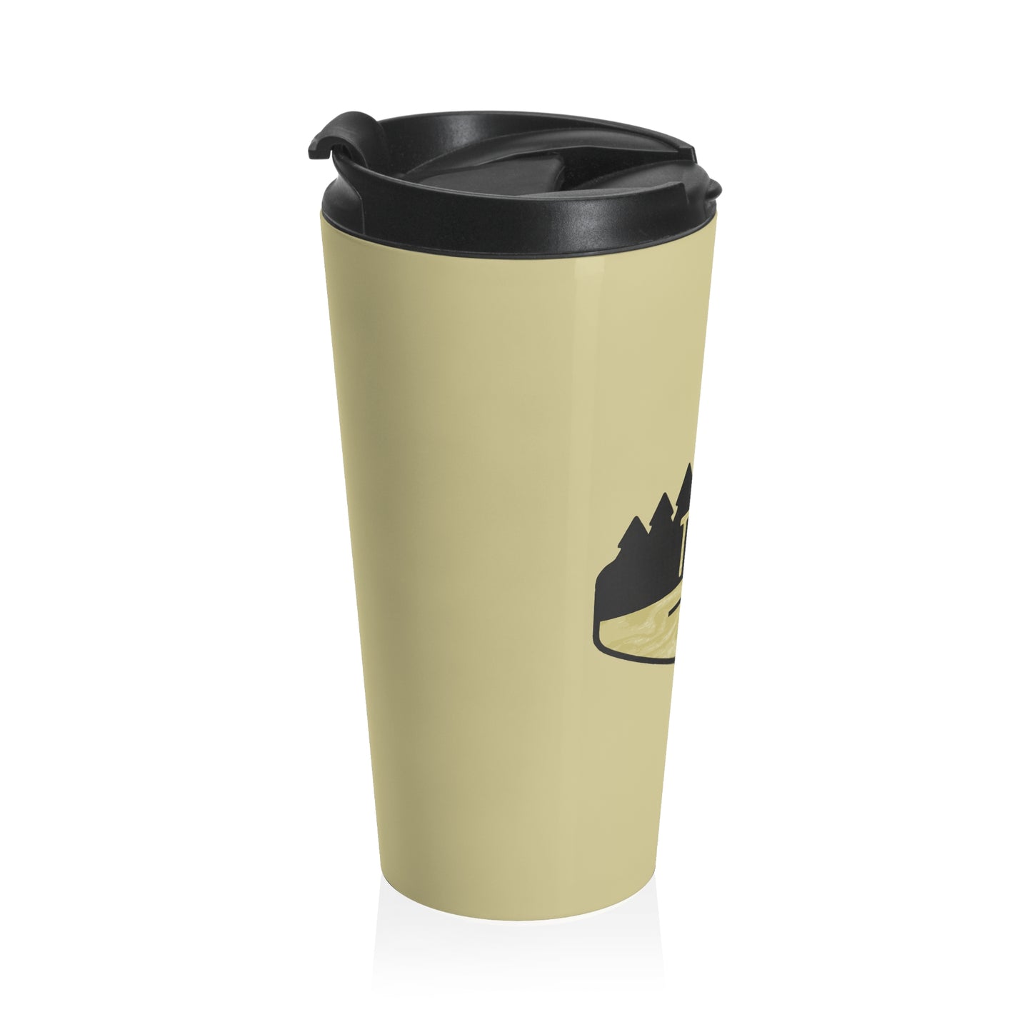 Wooden Hiking Trail Sign Stainless Steel Travel Mug in Ecru