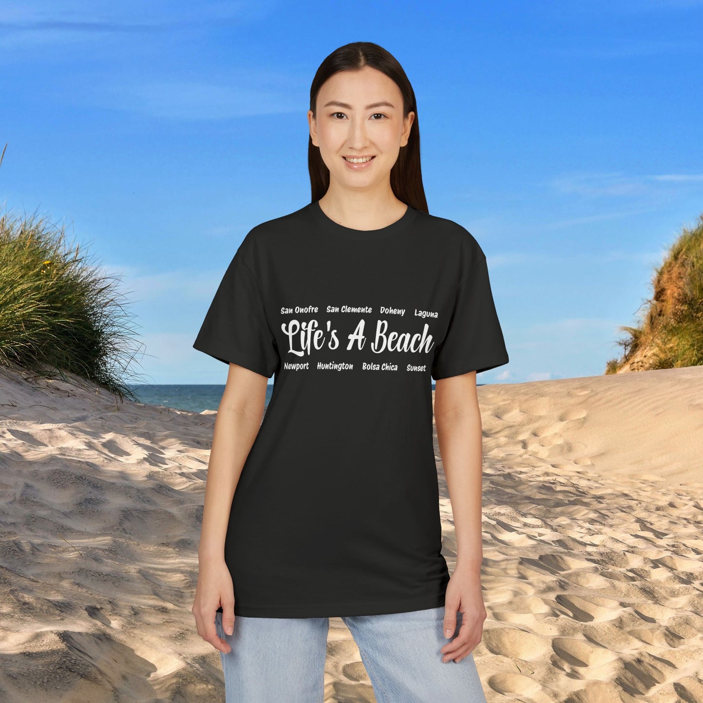 Life’s A Beach – Orange County Unisex Sueded T-Shirt | Beach Lover Tee