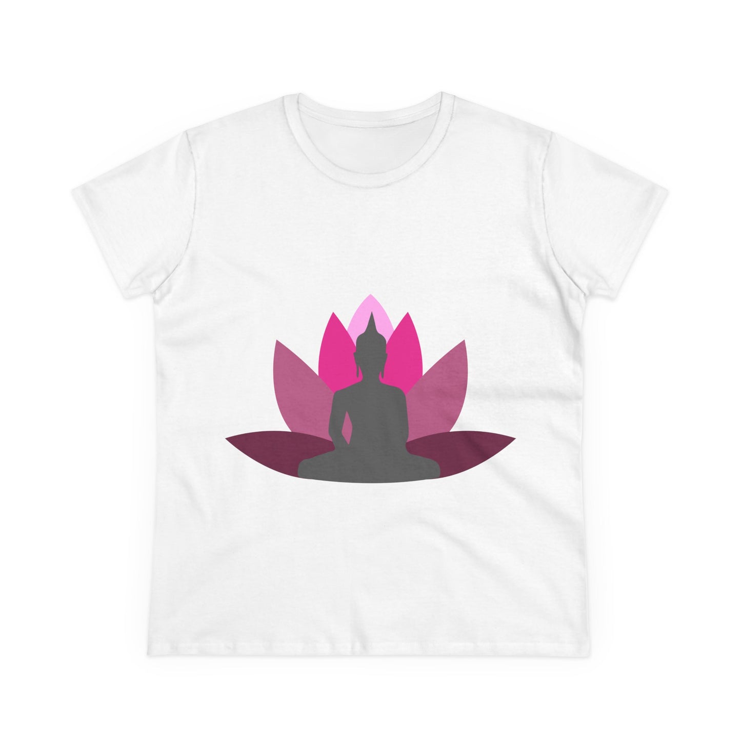 Buddha + Lotus Flower Cerise Women's Midweight Cotton Tee