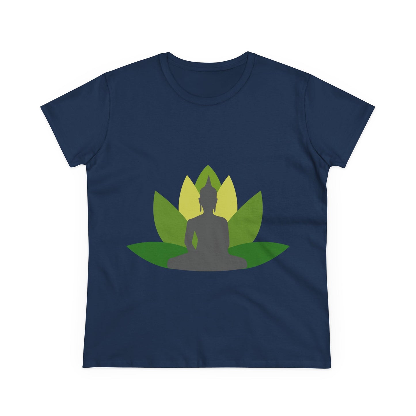 Buddha + Lotus Flower Verde Women's Midweight Cotton Tee