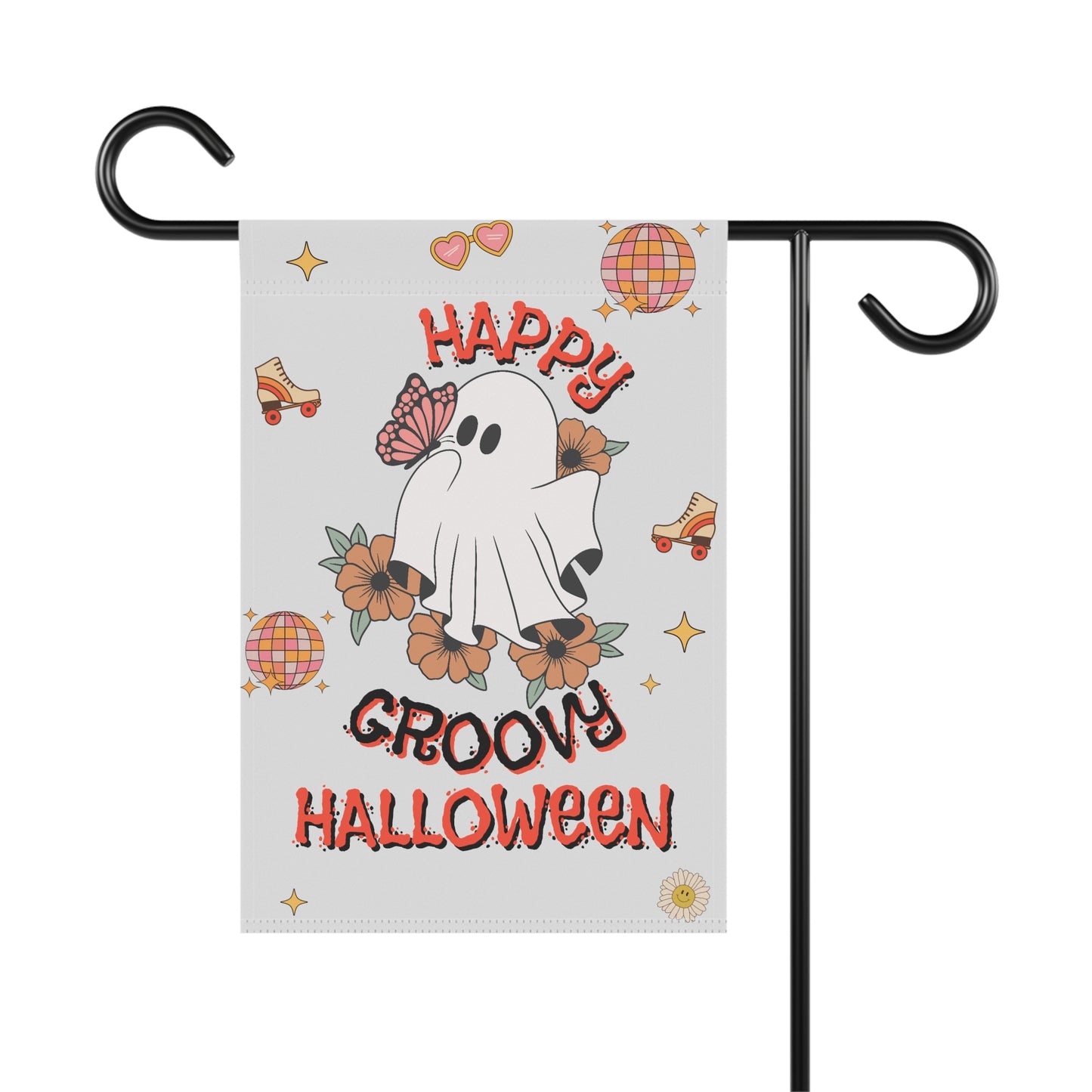 Happy Groovy Halloween Ghost Garden & House Banner