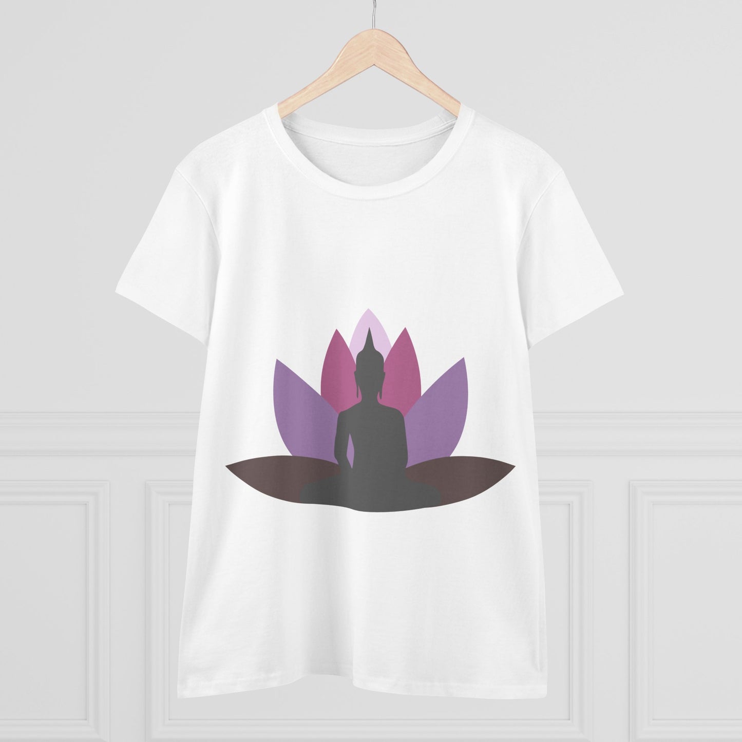 Buddha + Lotus Flower Mauve Women's Midweight Cotton Tee
