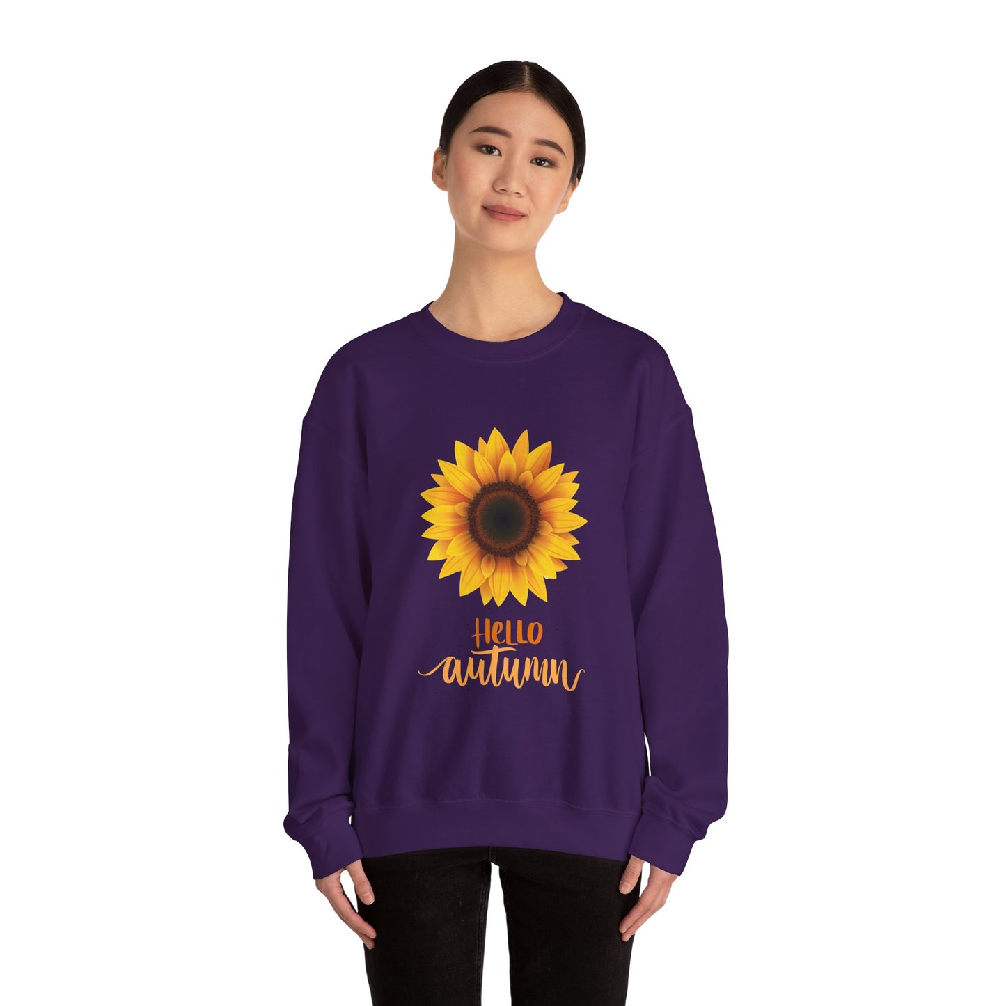 Hello Autumn Sunflower Crewneck Sweatshirt