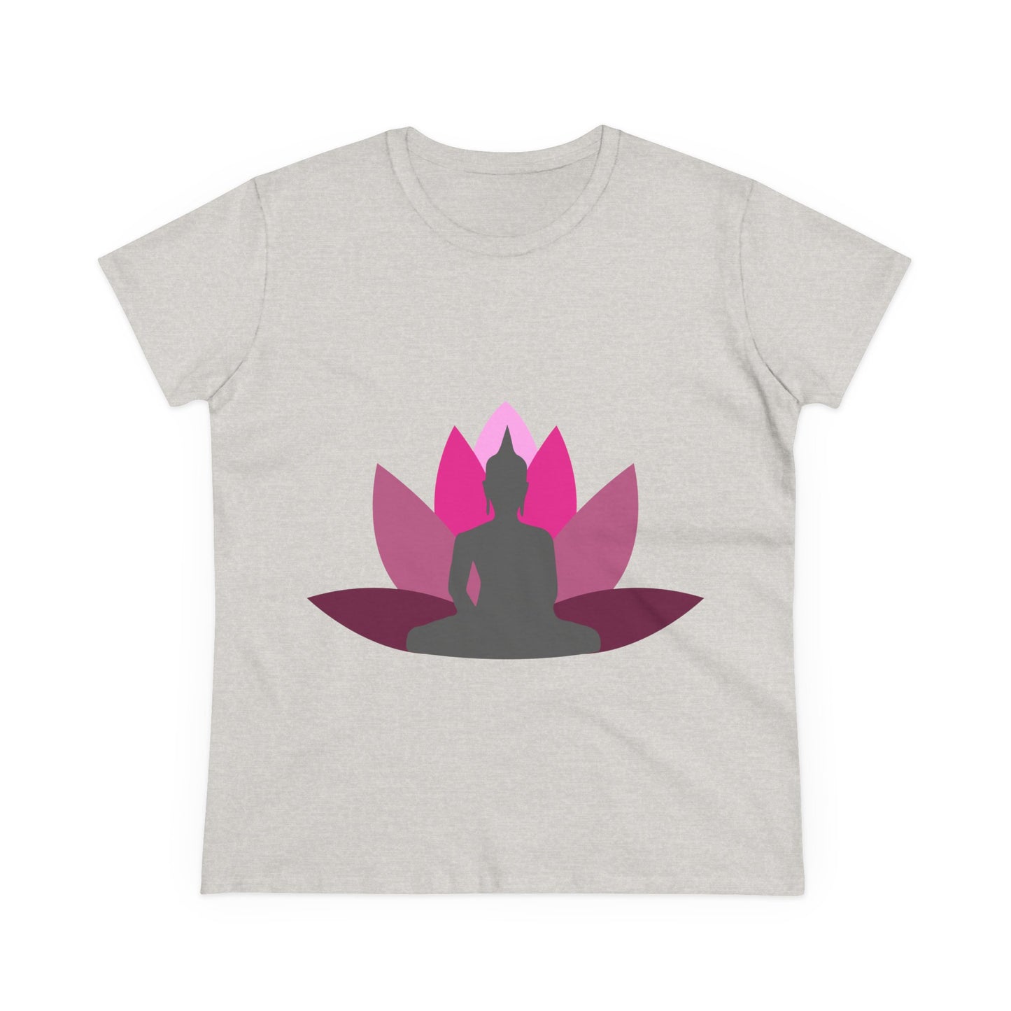Buddha + Lotus Flower Cerise Women's Midweight Cotton Tee