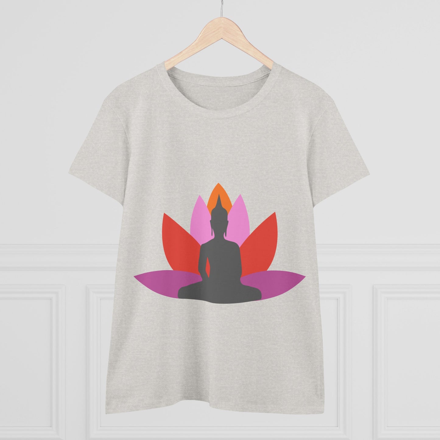 Buddha + Lotus Flower Tropical Women's Midweight Cotton Tee