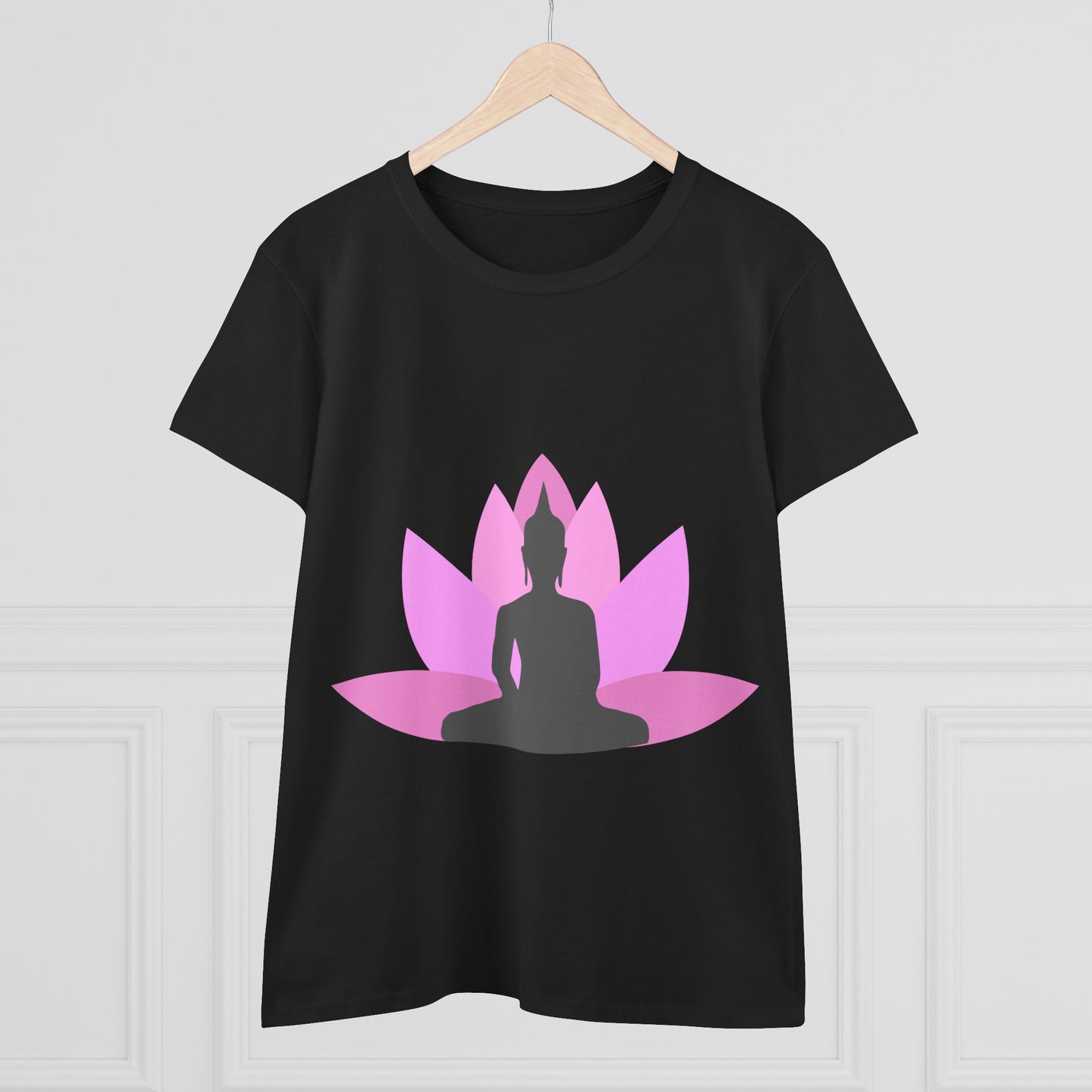 Buddha + Lotus Flower Bubblegum Women's Midweight Cotton Tee