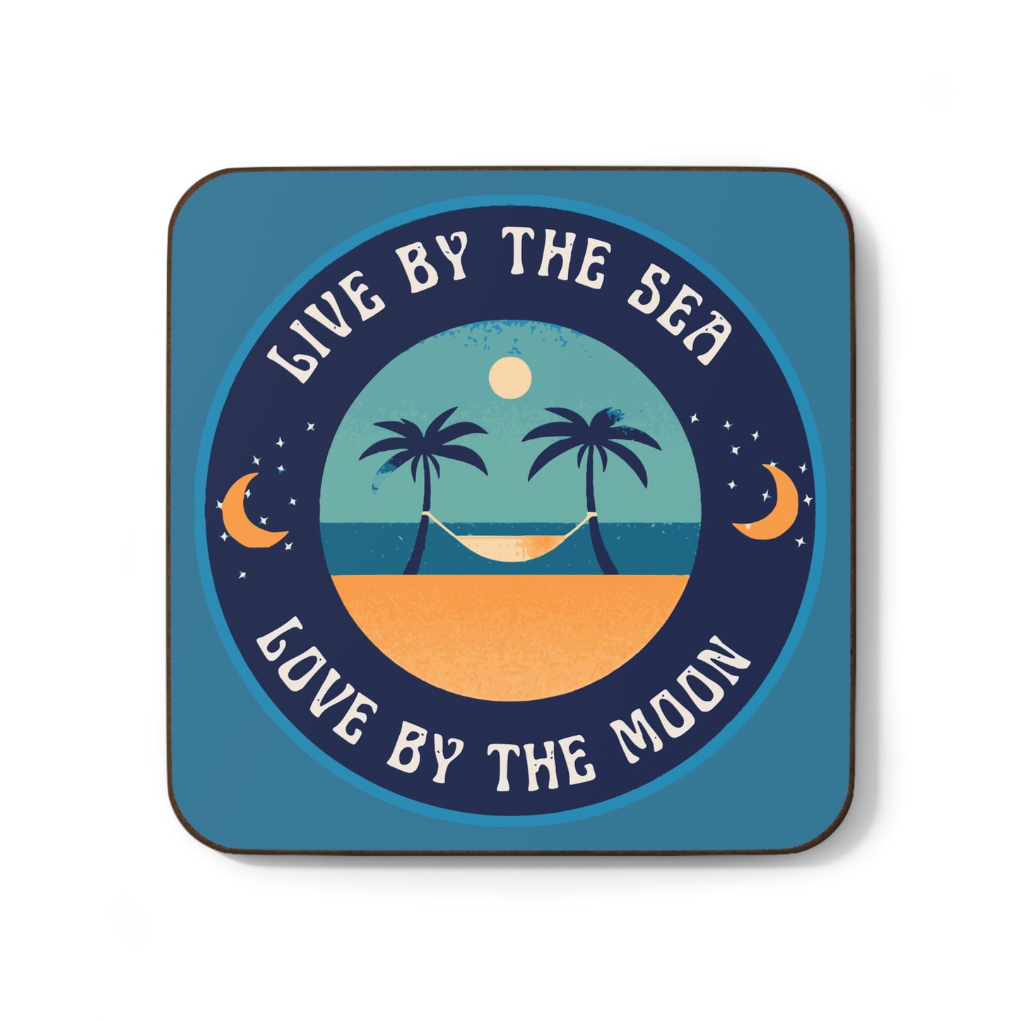 Live By The Sea Love By The Moon Coaster in Ocean