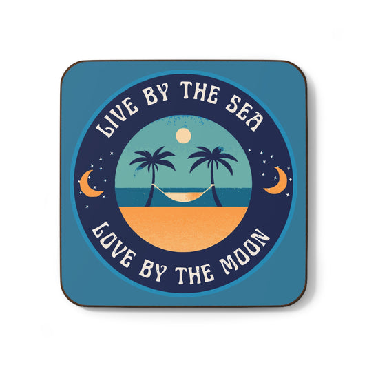 Live By The Sea Love By The Moon Coaster in Ocean