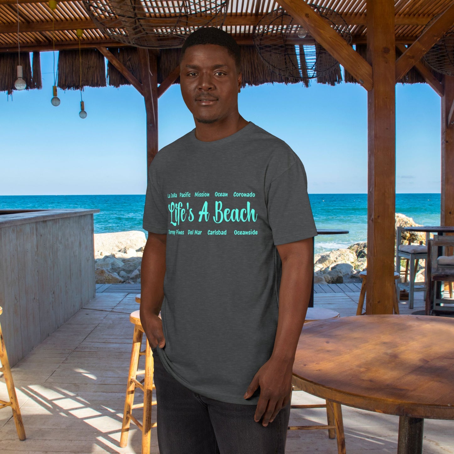 Life’s A Beach – San Diego Unisex Sueded T-Shirt | Beach Lover Tee