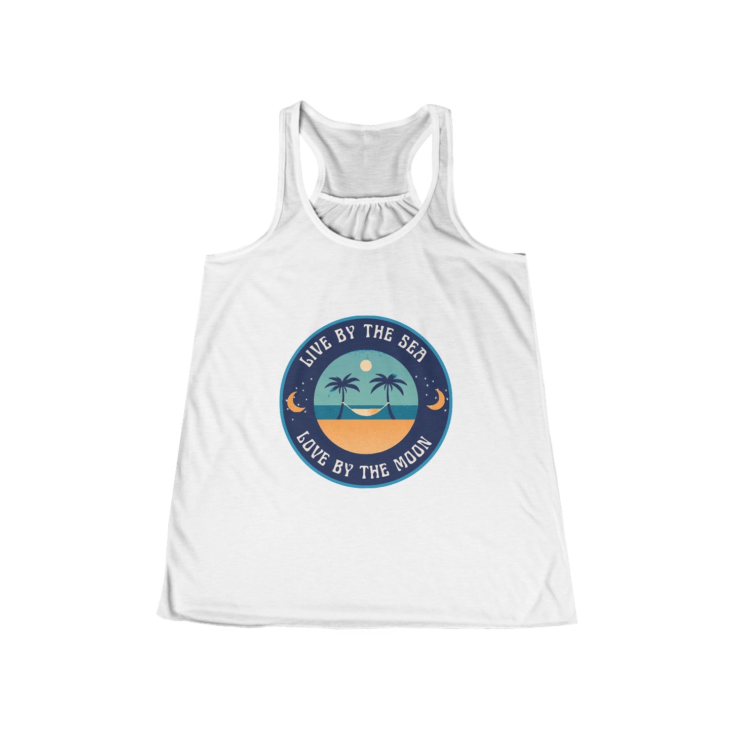 Live By The Sea Love By The Moon Women's Flowy Racerback Tank