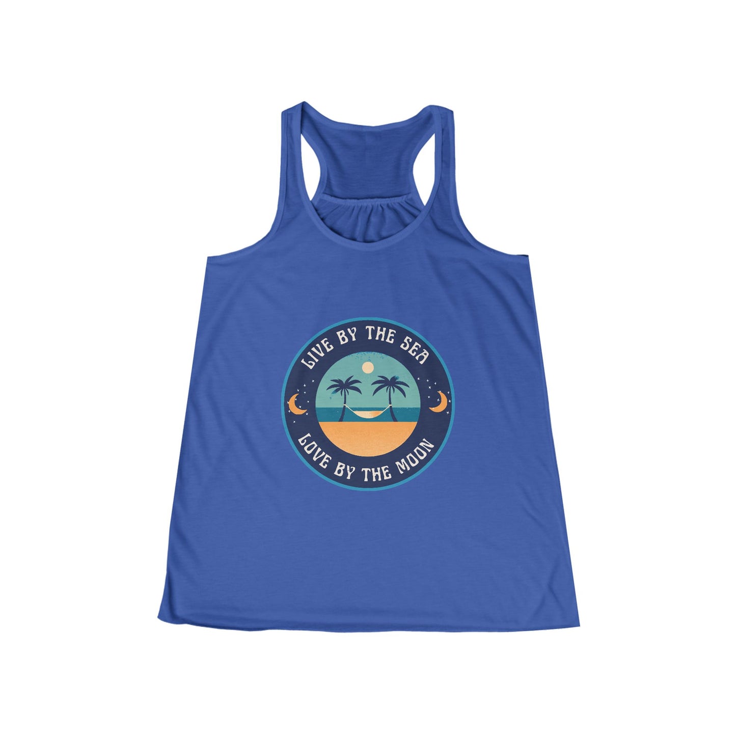 Live By The Sea Love By The Moon Women's Flowy Racerback Tank