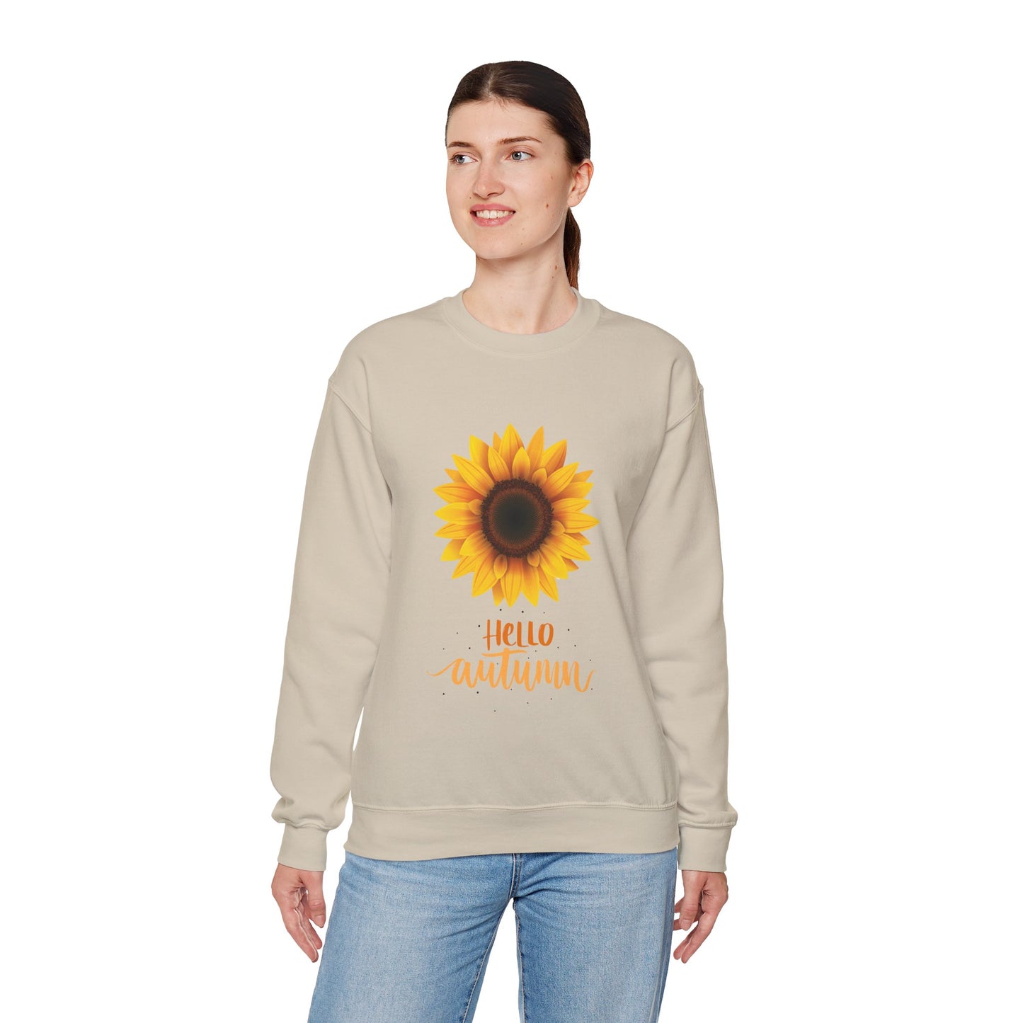 Hello Autumn Sunflower Crewneck Sweatshirt