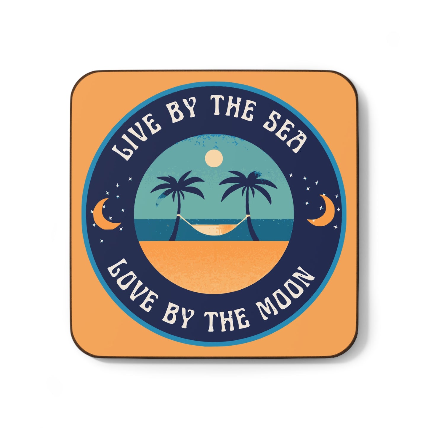 Live By The Sea Love By The Moon Coaster in Sunset