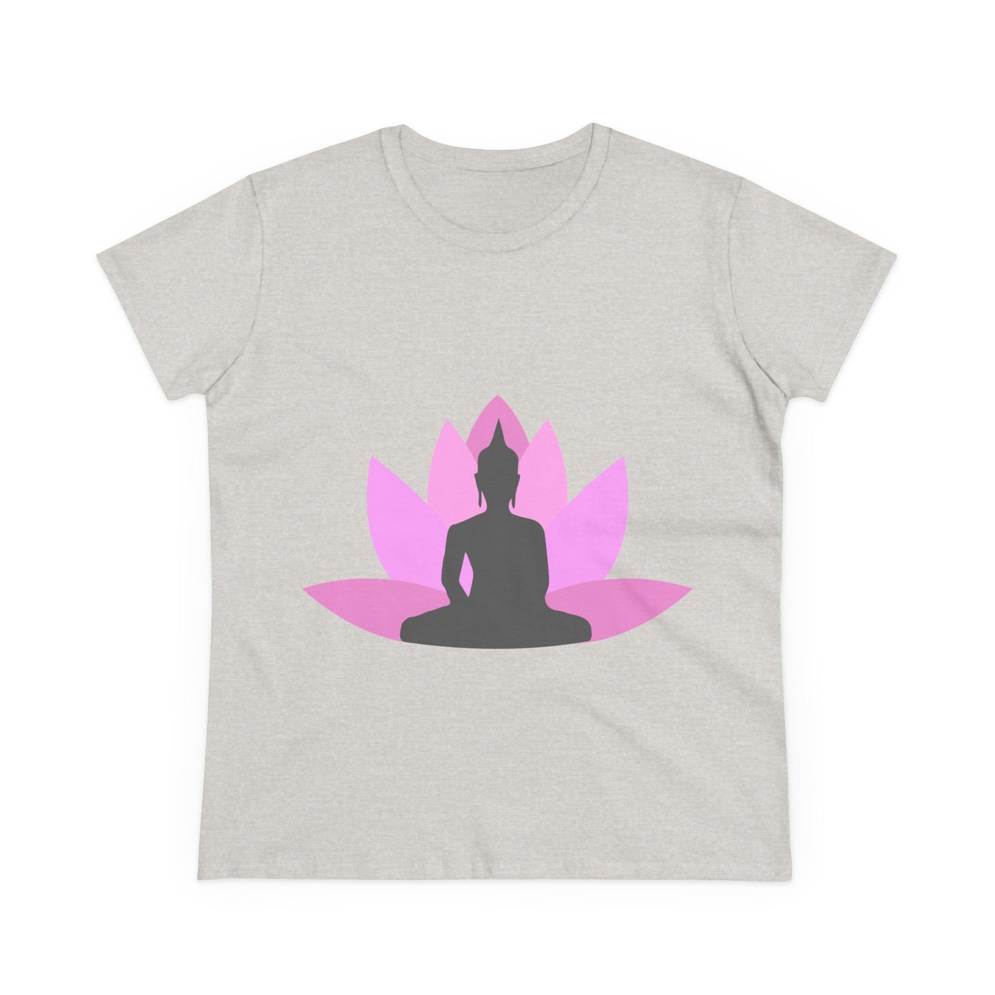 Buddha + Lotus Flower Bubblegum Women's Midweight Cotton Tee
