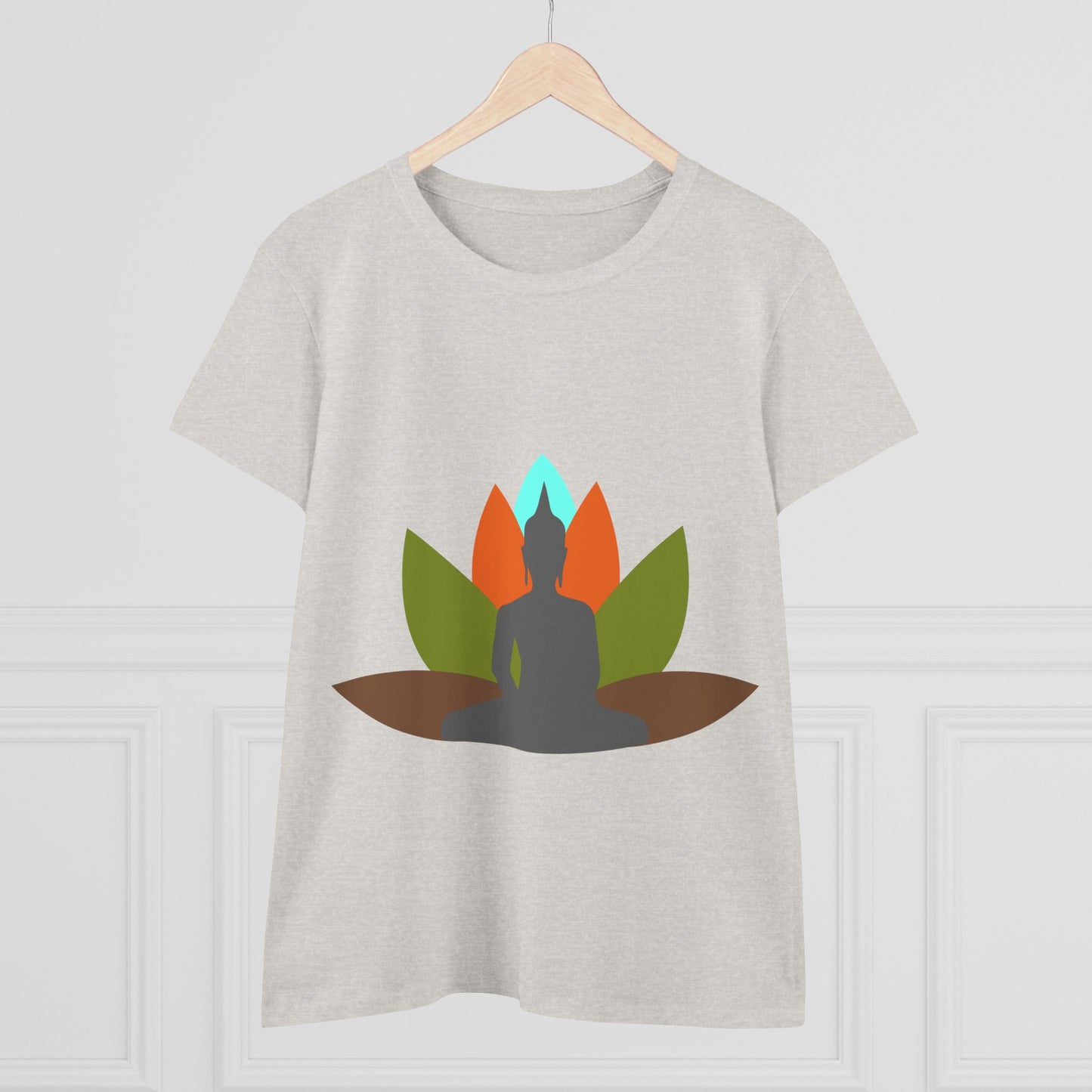 Buddha + Lotus Flower Earth Women's Midweight Cotton Tee