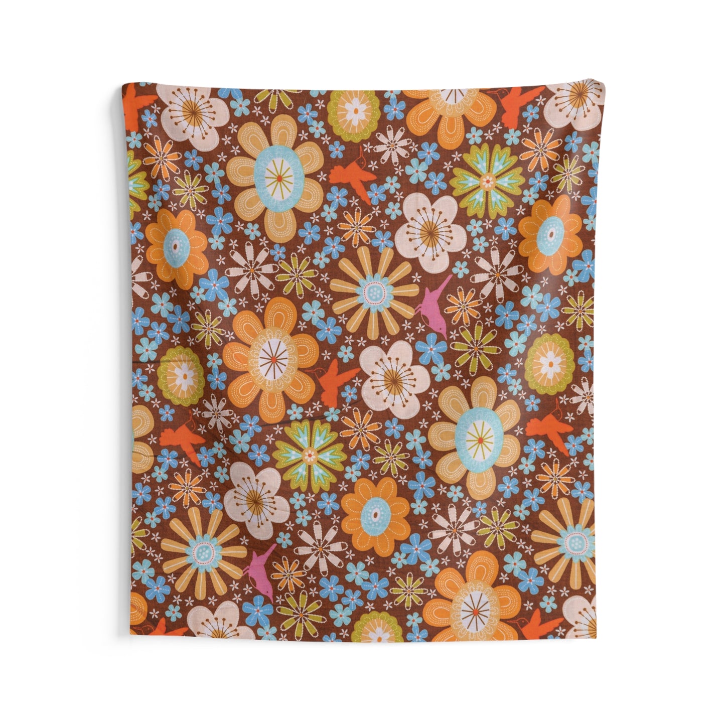 Retro Groovy 70s Flower Print Wall Tapestry