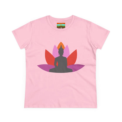 Buddha Lotus Women's Cotton Tee | Tropical | Mindfulness & Yoga Apparel
