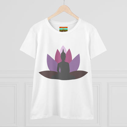 Buddha Lotus Women's Cotton Tee | Mauve | Mindfulness & Yoga Apparel