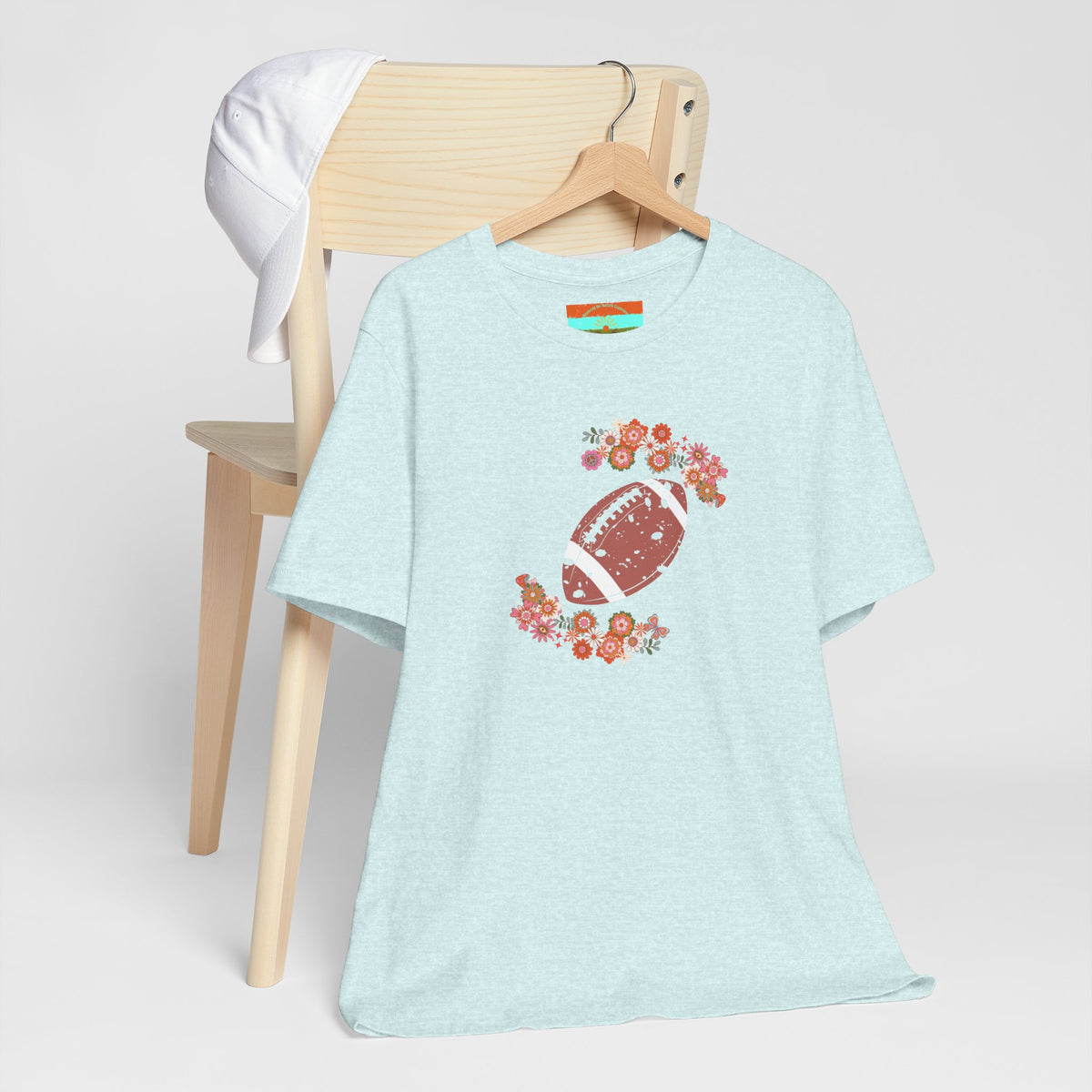 Vintage Floral Football Graphic Tee | 60s Hippie Style