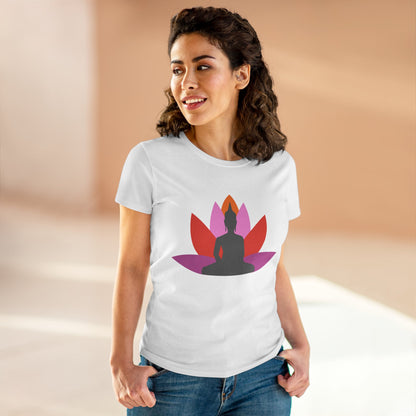 Buddha Lotus Women's Cotton Tee | Tropical | Mindfulness & Yoga Apparel