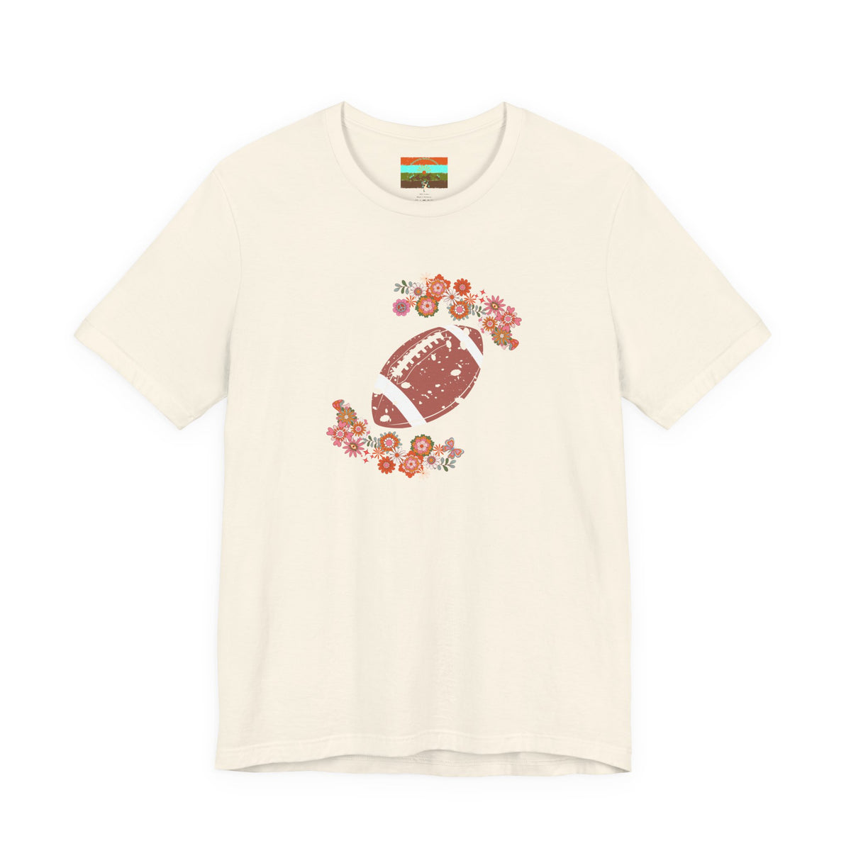 Vintage Floral Football Graphic Tee | 60s Hippie Style