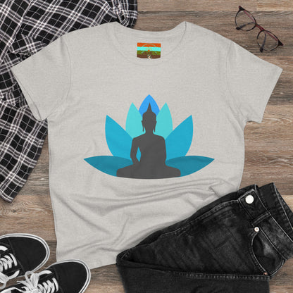 Buddha Lotus Women's Cotton Tee | Tranquil | Mindfulness & Yoga Apparel