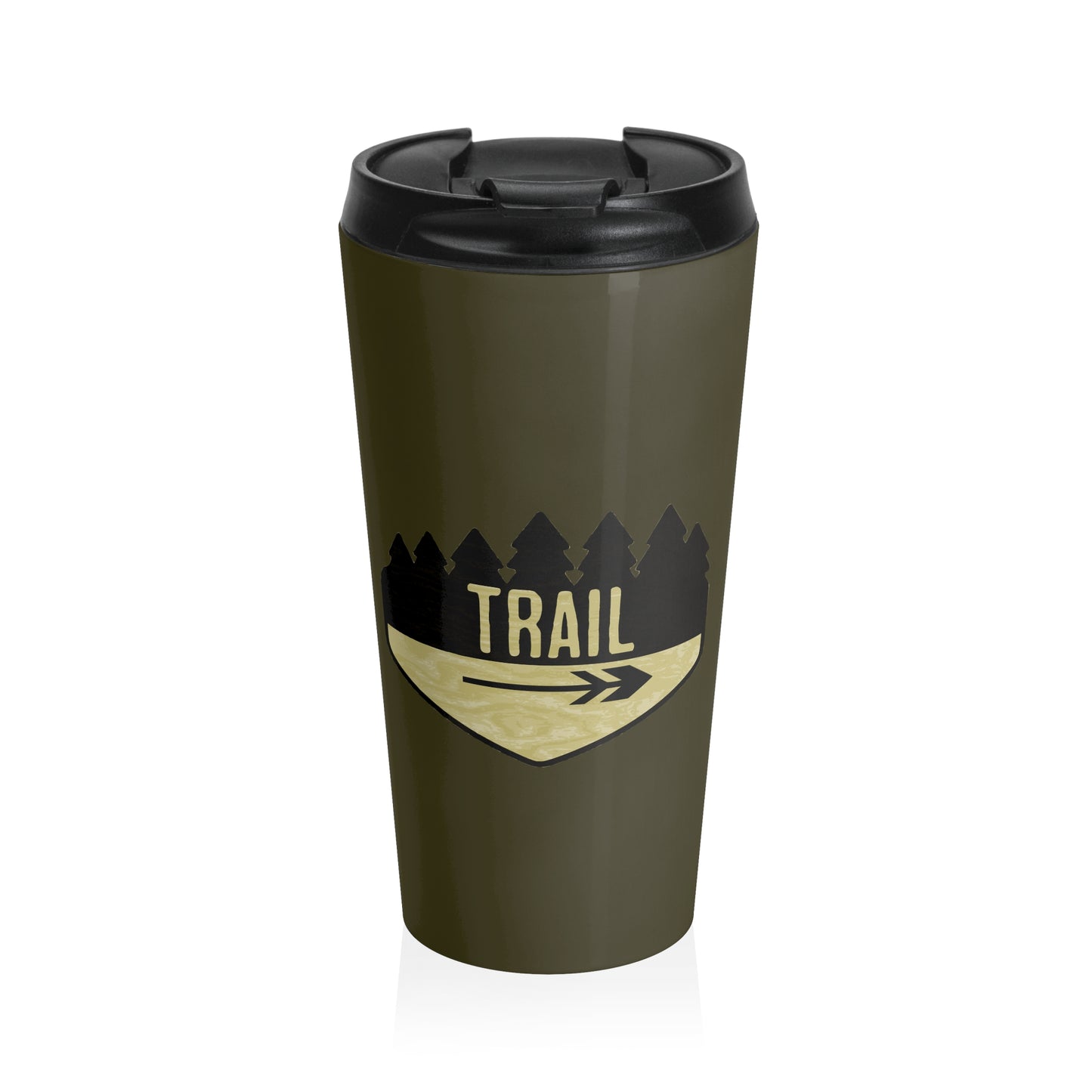 Wooden Hiking Trail Sign Stainless Steel Travel Mug in Earth