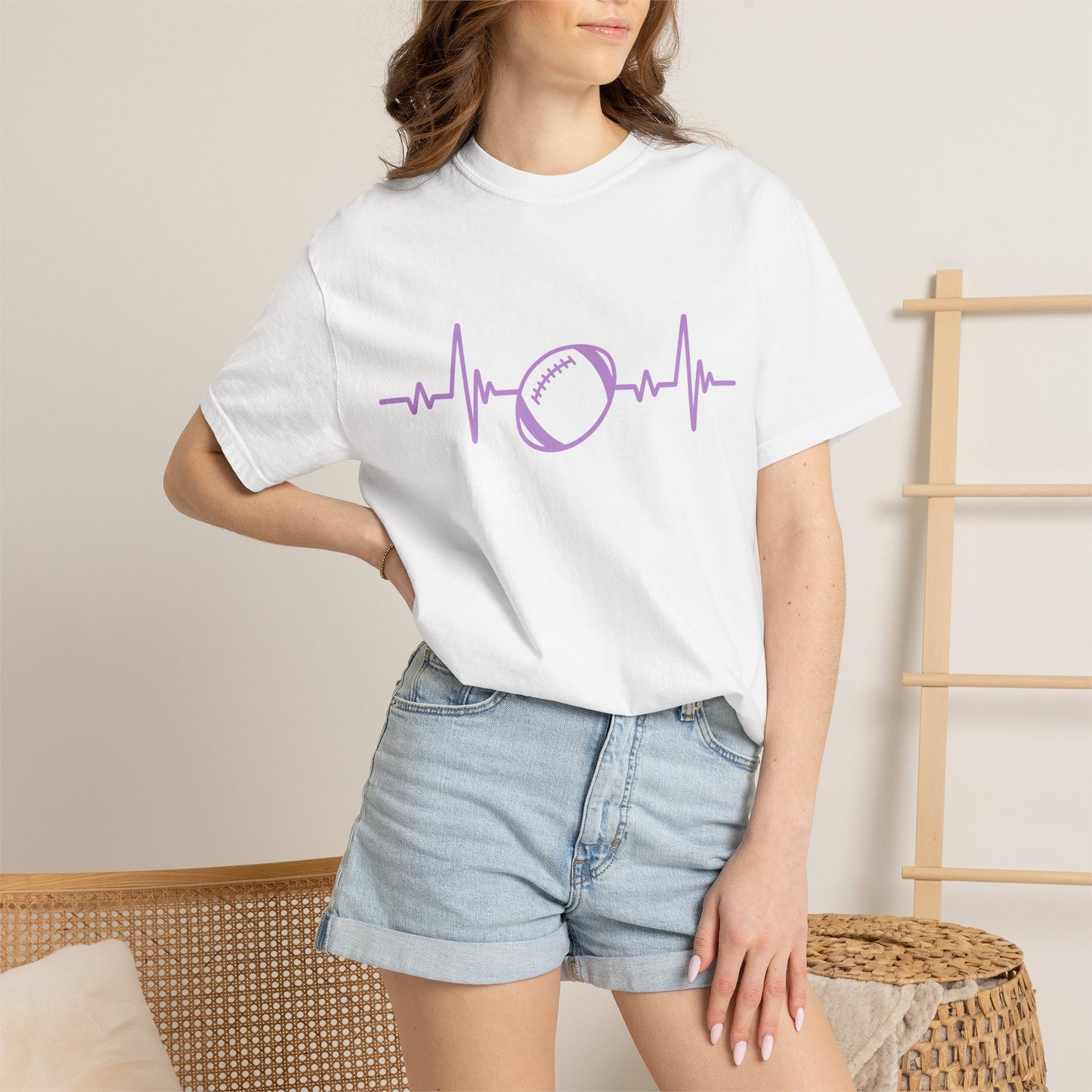 Football Heartbeat Graphic Tee | Soft Cotton T-Shirt for Football Fans