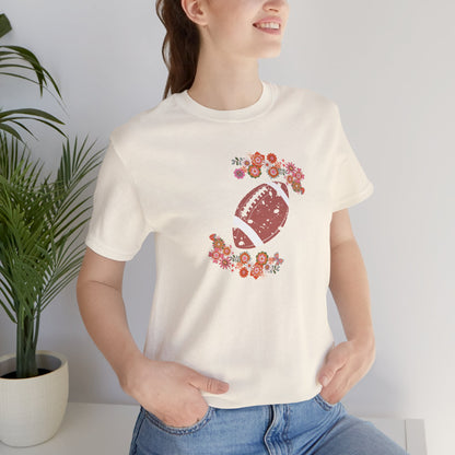 Vintage Floral Football Graphic Tee | 60s Hippie Style