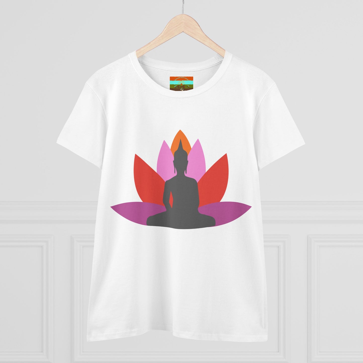 Buddha Lotus Women's Cotton Tee | Tropical | Mindfulness & Yoga Apparel