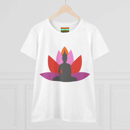 Buddha Lotus Women's Cotton Tee | Tropical | Mindfulness & Yoga Apparel
